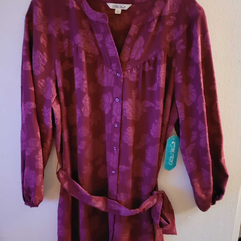 The Pioneer Woman Burgundy Floral Midi Dress